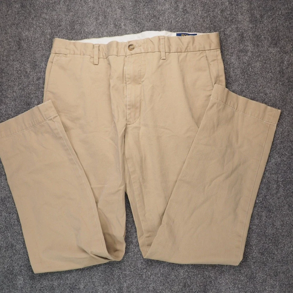 Polo Ralph Lauren Chino Pants Mens 34x30 Tan Stretch Slim Fit Preppy Casual